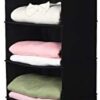 MAX Houser 6 Tier Shelf Hanging Closet Organizer, Closet Hanging Shelf with 2 Sturdy Hooks for Storage, Foldable (Black)