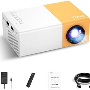 Mini Projector, PVO Portable Projector for Cartoon, Kids Gift, Outdoor Movie Projector, LED Pico Video Projector for Home Theater Movie Projector with HDMI USB Interfaces and Remote Control