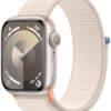 Apple Watch Series 9 [GPS 41mm] Smartwatch with Starlight Aluminum Case with Starlight Sport Loop One Size. Fitness Tracker, ECG Apps, Always-On Retina Display, Carbon Neutral