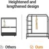 JOISCOPE Double Rods Portable Garment Rack for Hanging clothes, 49 * 66 Inch Metal Clothing Rack with Bottom Shelves and 4 Hooks,Freestanding Clothes Rack for Bedroom,Space Saving, Black - Image 6