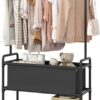 Clothing Rack with Storage Bag, 3-in-1 Garment Rack, Non-woven Shelves for Shoes, Clothes Rack for Bedroom, Hallway, Entryway, Black