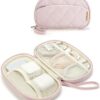 BAGSMART Travel Cord Organizer Electronics Organizer Travel Case, Puffer Cable Organizer Bag Travel Essentials for Women, Small Tech Organizer Travel Case for Charger, Cable, Phone, Flash Drive Pink