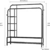 JOISCOPE Double Rods Portable Garment Rack for Hanging clothes, 49 * 66 Inch Metal Clothing Rack with Bottom Shelves and 4 Hooks,Freestanding Clothes Rack for Bedroom,Space Saving, Black - Image 4