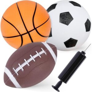 Shindel 3PCS Sports Balls for Kids, Sport Ball Toy with Pump Football Soccer Ball Basketball for Toddlers Indoor & Outdoor Play