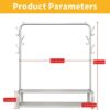 UDEAR Garment Rack Free-standing Clothes Rack with Top Rod,Lower Storage and 6 Hooks, White - Image 6