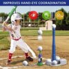 T Ball Sets for Kids 3-5 5-8, Kids Baseball Tee with 6 Balls/Adjustable Batting Tee/Automatic Pitching Machine, Outdoor Sport Toys for Toddlers Boys and Girls - Image 4