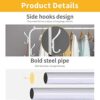 UDEAR Garment Rack Free-standing Clothes Rack with Top Rod,Lower Storage and 6 Hooks, White - Image 7