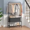 Clothing Rack with Storage Bag, 3-in-1 Garment Rack, Non-woven Shelves for Shoes, Clothes Rack for Bedroom, Hallway, Entryway, Black - Image 3
