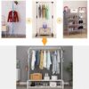 UDEAR Garment Rack Free-standing Clothes Rack with Top Rod,Lower Storage and 6 Hooks, White - Image 4