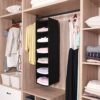 MAX Houser 6 Tier Shelf Hanging Closet Organizer, Closet Hanging Shelf with 2 Sturdy Hooks for Storage, Foldable (Black) - Image 4