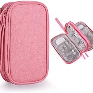 Travel Essentials for Women, Cord Organizer Storage Case Bag for Airplane Accessories & Tech Electronics (Small, Pink)