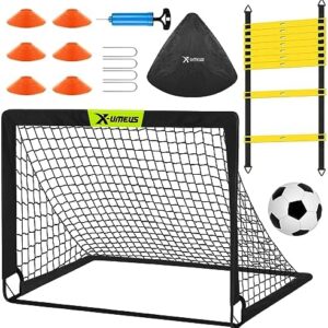Soccer Goals for Backyard, 4' x 3' Pop Up Goal Training Equipment with Ball, Agility Ladder and Cones, Portable Nets Backyard Youth Outdoor Sports Games