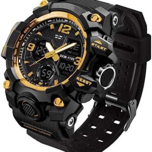 Men's Analog Sports Watch, LED Military Digital Watch Electronic Stopwatch Large Dual Dial Time Outdoor Army Wrist Watch Tactical