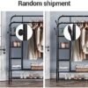 JOISCOPE Double Rods Portable Garment Rack for Hanging clothes, 49 * 66 Inch Metal Clothing Rack with Bottom Shelves and 4 Hooks,Freestanding Clothes Rack for Bedroom,Space Saving, Black - Image 7