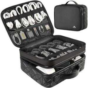 MATEIN Cord Organizer Bag, Large Electronics Organizer Travel Case Cable Storage for Electronic Accessories, Shockproof Portable Double Layer Tech Bags for Power Bank, Charging, Tablet(Up to 12.9inch)